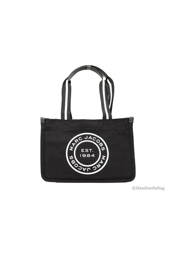 by Marc Jacobs Women's Medium Canvas Logo Convertible Tote Handbag, Black