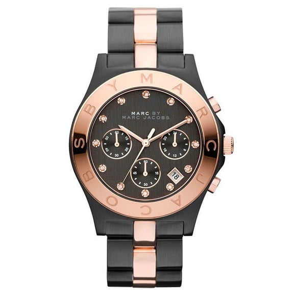 Marc MBM3180 Women's Black Dial Two Tone Steel Chronograph Watch