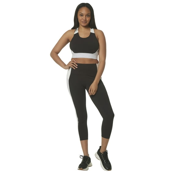 Marc New York Performance Women's Color Block Double Layer Athletic Crop Tank Top