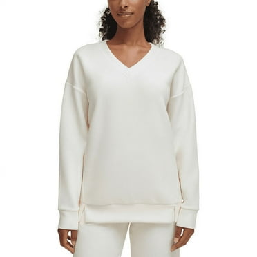Marc New York Women's Cozy V Neck Pullover Top (Cream, Small)