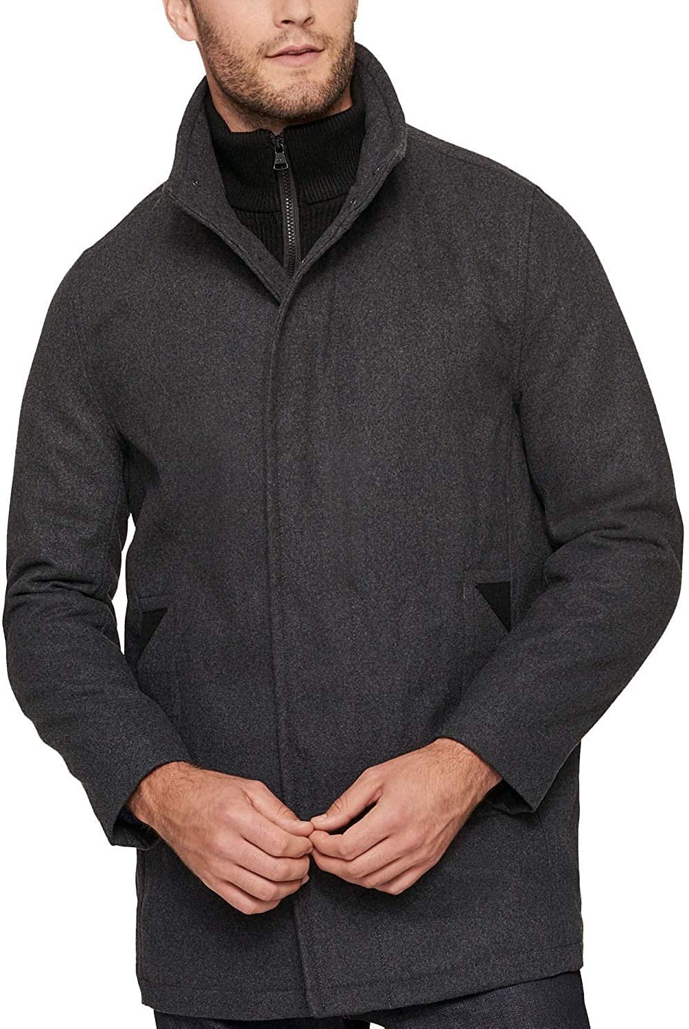 Marc New York by Andrew Marc Men s Wool Blend Knit Bib Car Coat XL Charcoal