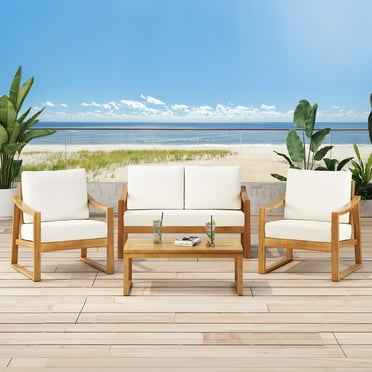 Noble House Samwell Outdoor 4 Seater  Chat Set Teak