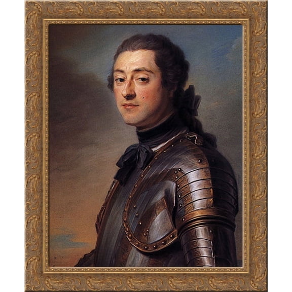 Marc Rene, Marquis de Voyer d'Argenson 24x20 Gold Ornate Wood Framed Canvas Art by Maurice Quentin de La Tour