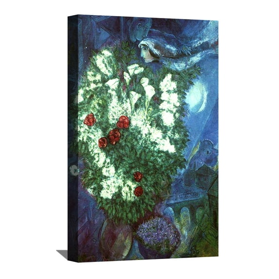 Marc Chagall Painting Wall Art Bouquet With Flying Lovers Canvas Art Framed For Bedroom Livingroom Office