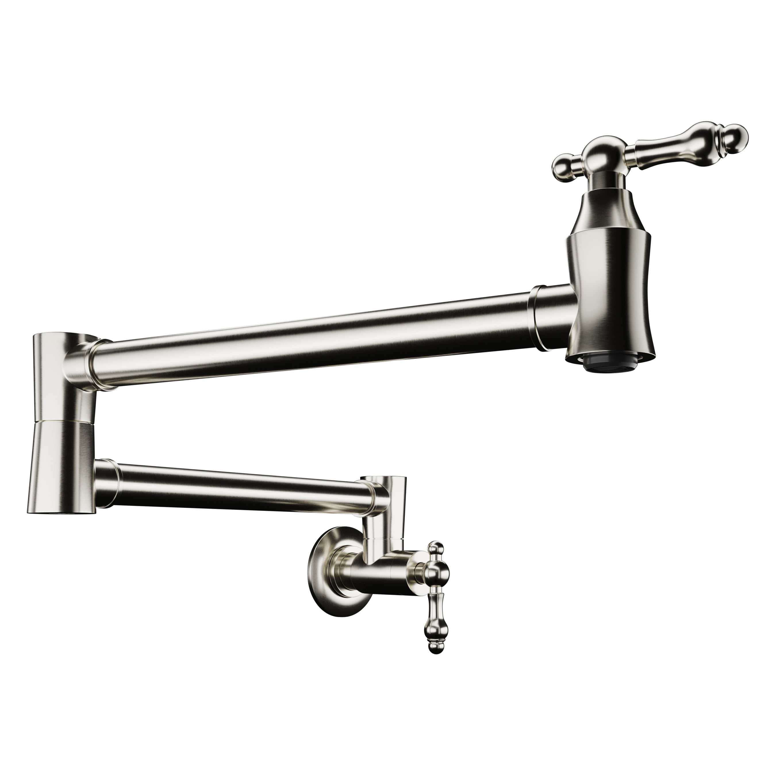 Brushed Nickel 24" Wall Mounted Pot Filler with Dual Swivel
