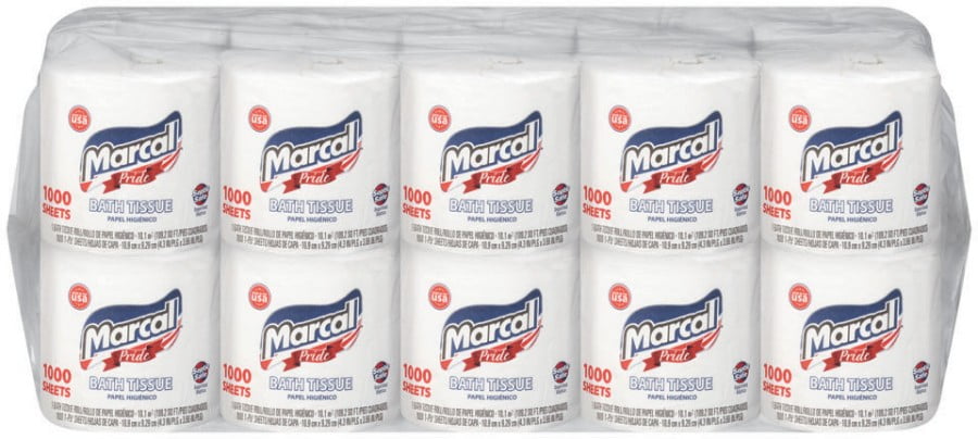 Marcal 1-Ply Toilet Paper, 1000 Sheets, 20 Rolls per Pack