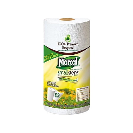 Marcal, MRC6210, 100% Recycled, Jumbo Roll Paper Towels, 12 / Carton, White