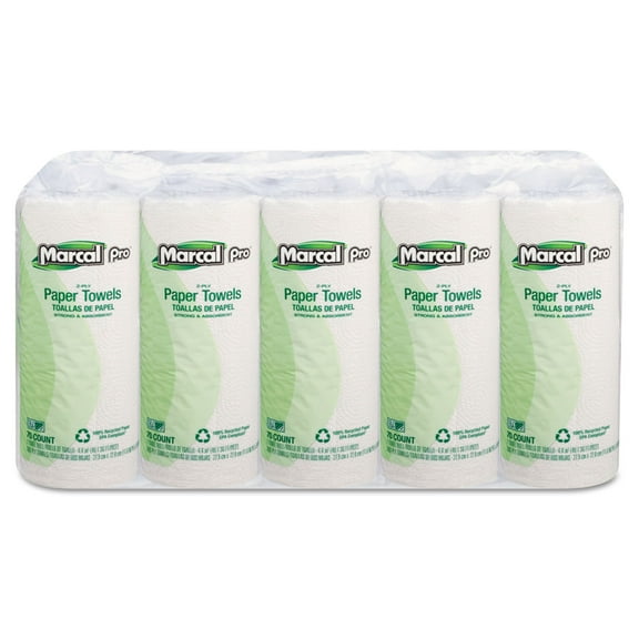 Marcal Pro 100% Premium Recycled Perforated Towels, 11 X 9, White, 70/roll, 15 Rolls/carton