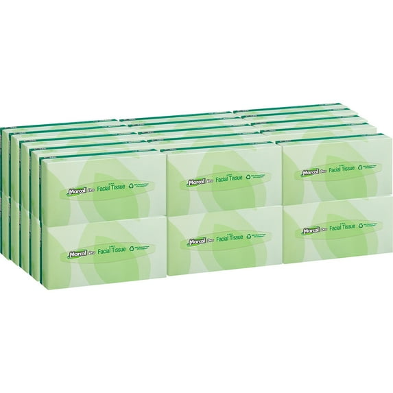 Marcal Pro 100% Recycled Facial Tissue - 2 Ply - White - Soft, Hypoallergenic - For Healthcare - 100 Per Box - 30 / Carton