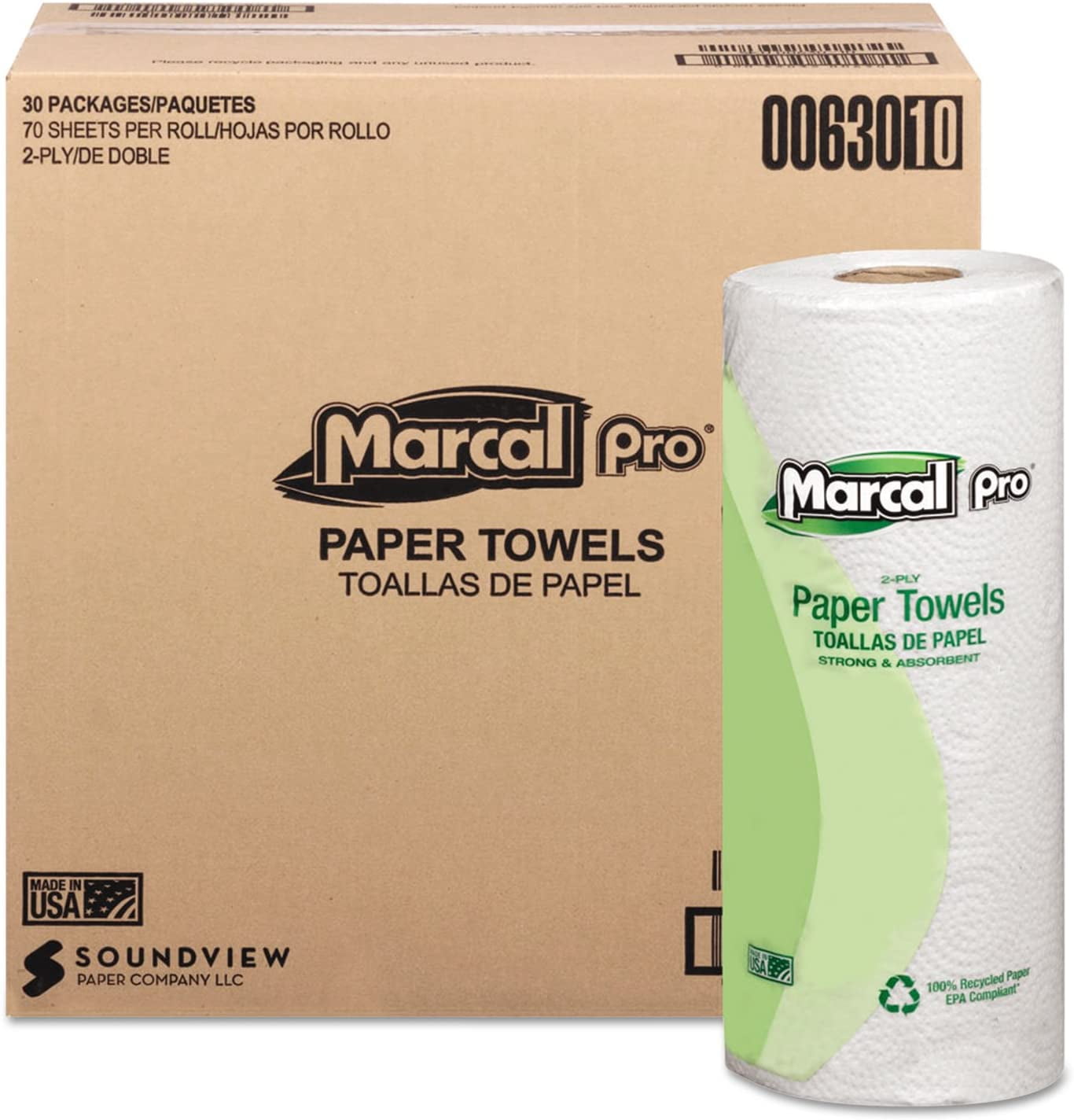 Marcal Pro MAC630 100% Premium Recycled Perforated Towels, 2-ply, 11x9, White | 30 Roll/Case