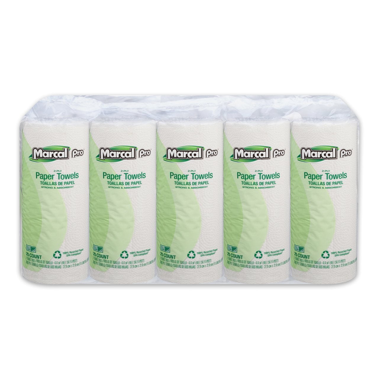 Marcal Pro Paper Towels - 2-Ply, 100% Recycled, Strong, Absorbent - 15 Rolls, White
