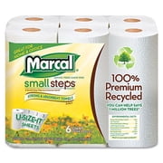 Marcal Small Steps 100 Percent Premium Recycled Giant Roll Towels- 5.75 x 11- 140-Roll- 6-Pack