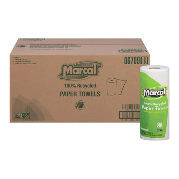 Marcal® Small Steps™ 100% Recycled 2-Ply Paper Towels, 60 Sheets Per Roll, Case Of 15 Rolls