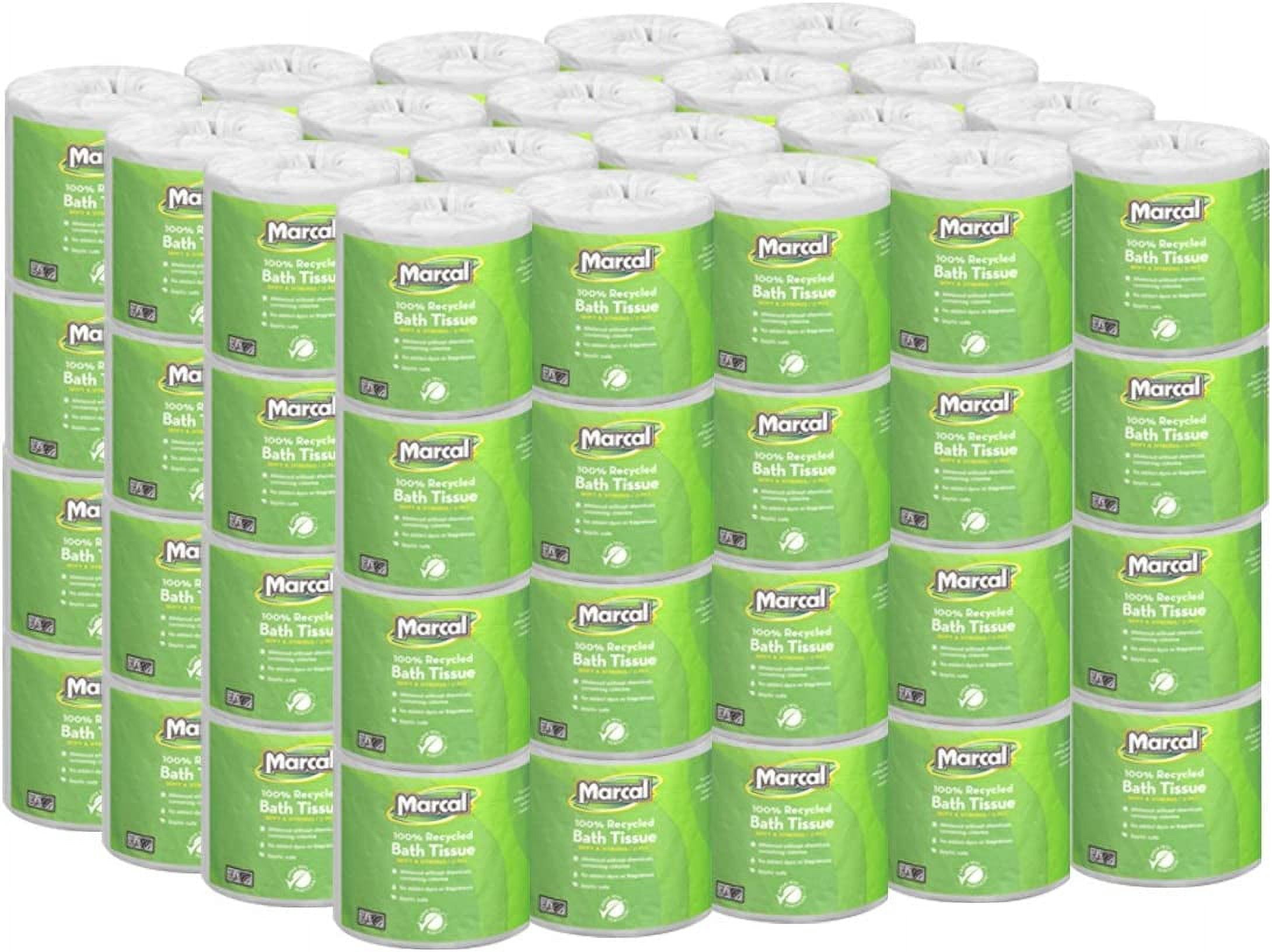 Marcal Toilet Paper 100 Recycled 2 Ply, White Bath Tissue, 504 Sheets Per Roll 80 Rolls Per