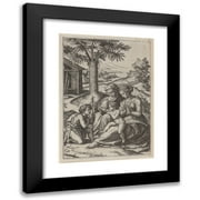 Marcantonio Raimondi 11x14 Black Modern Framed Museum Art Print Titled - Madonna Under a Palm Tree