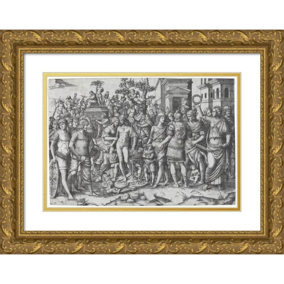Marcantonio Raimondi 14x11 Gold Ornate Wood Frame and Double Matted Museum Art Print Titled - Triumph