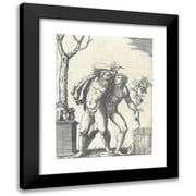 Marcantonio Raimondi 19x24 Black Modern Framed Museum Art Print Titled - A Young and an Old Bacchant