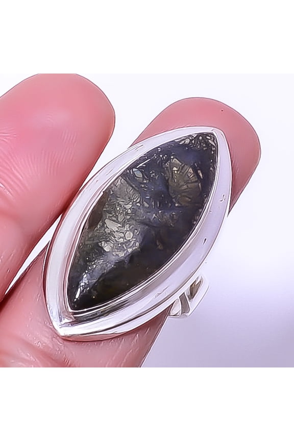 Marcasite - Callahan Mine 925 Sterling Silver Solitaire Ring s.9 T33 A388, Christmas Gift, Gemstone Silver Jewelry, Marcasite Ring, New Year Sale