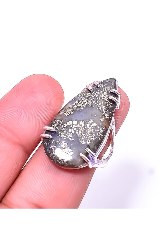 Marcasite -Callahan Mine Solitaire Gemstone Handmade 925 Silver Plated Ring s.7.5, Marcasite Ring R_8024_295_2