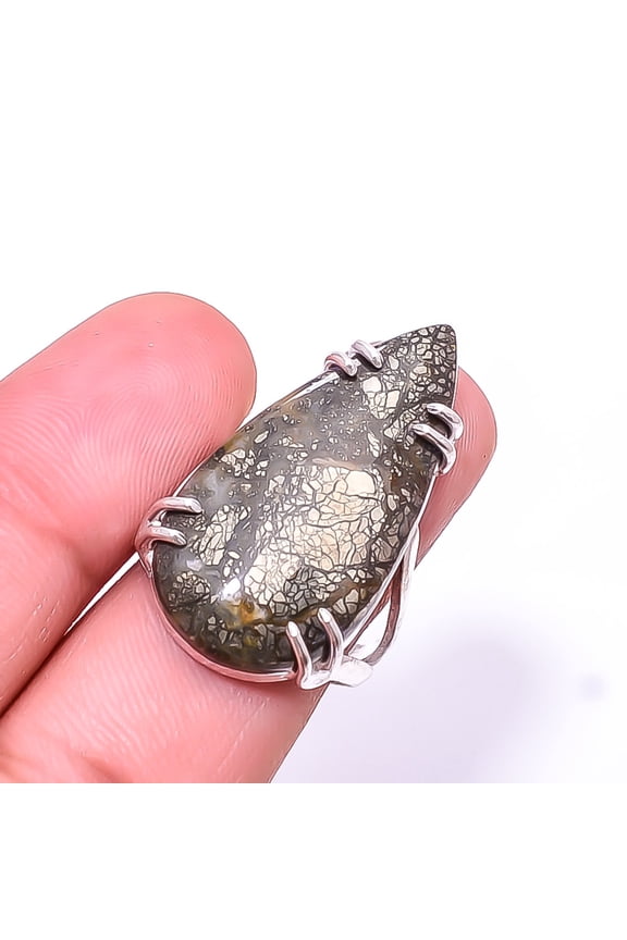 Marcasite -Callahan Mine Solitaire Gemstone Handmade 925 Silver Plated Ring s.8, Marcasite Ring R_8024_295_22