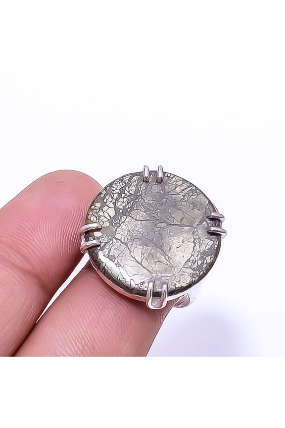 Marcasite -Callahan Mine Solitaire Gemstone Handmade 925 Silver Plated Ring s.8, Marcasite Ring R_8024_297_37