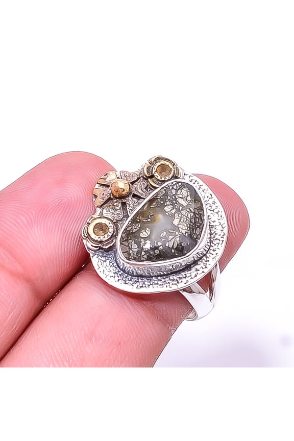 Marcasite -Callahan Mine Two Tone Designer 925 Silver Plated Ring s.7, Marcasite Ring R_9195_382_17