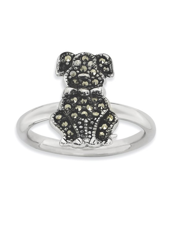 Marcasite Sterling Silver Dog Ring