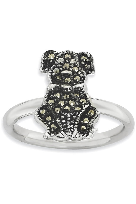 Marcasite Sterling Silver Dog Ring