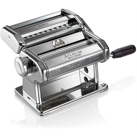 Marcato Atlas 150 Pasta Machine, Made In Italy, Includes Pasta Cutter, Hand Crank, & Instructions
