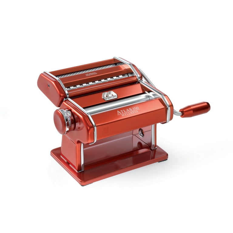 Marcato Atlas 150 Pasta Machine, Made in Italy, Red, Includes Pasta Cutter,  Hand Crank, and Instructions 