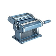 Marcato Atlas 150 Pasta Machine with Cutter, Hand Crank, and Instructions, Made in Italy, Powder Blue