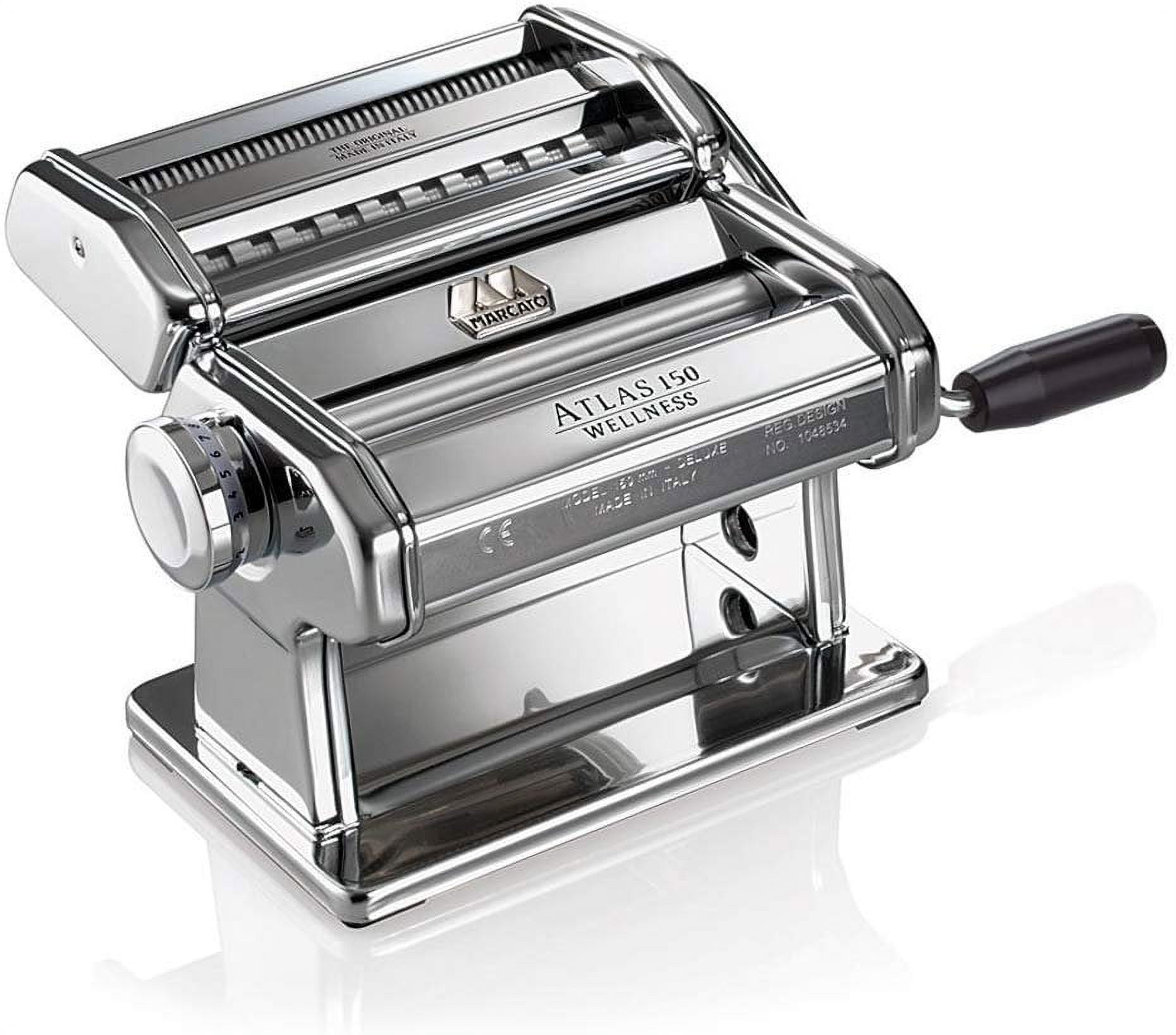 Marcato Atlas 150 Pasta Machine with Cutter and Hand Crank, Made