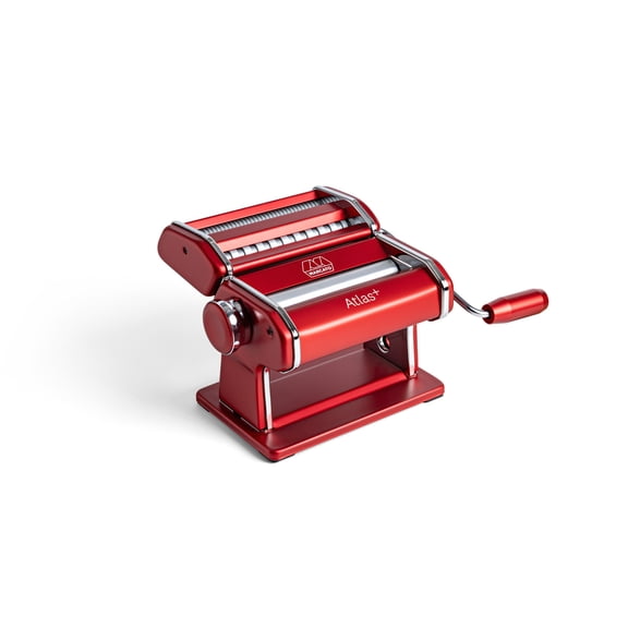 Marcato Atlas+ Pasta Machine with Cutter, Hand Crank, and Instructions, Made in Italy, Red