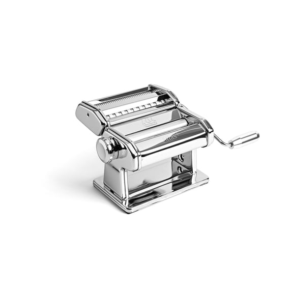 Marcato Atlas+ Pasta Machine with Cutter, Hand Crank, and Instructions, Made in Italy, Silver