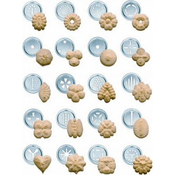 Marcato Design Series Biscuit Maker Press, Includes 20 Cookie Disc Shapes, Red