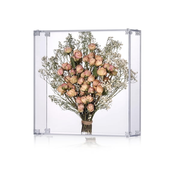MarccTipton 11.2x11.2 Acrylic Shadow Box, Assemble Display Case, Mount Display Frame, All Clear Memory Box for Dried Flowers/Kids Room/Birthday/Wedding(11.2x11.2x3, Assemble Frame) A101