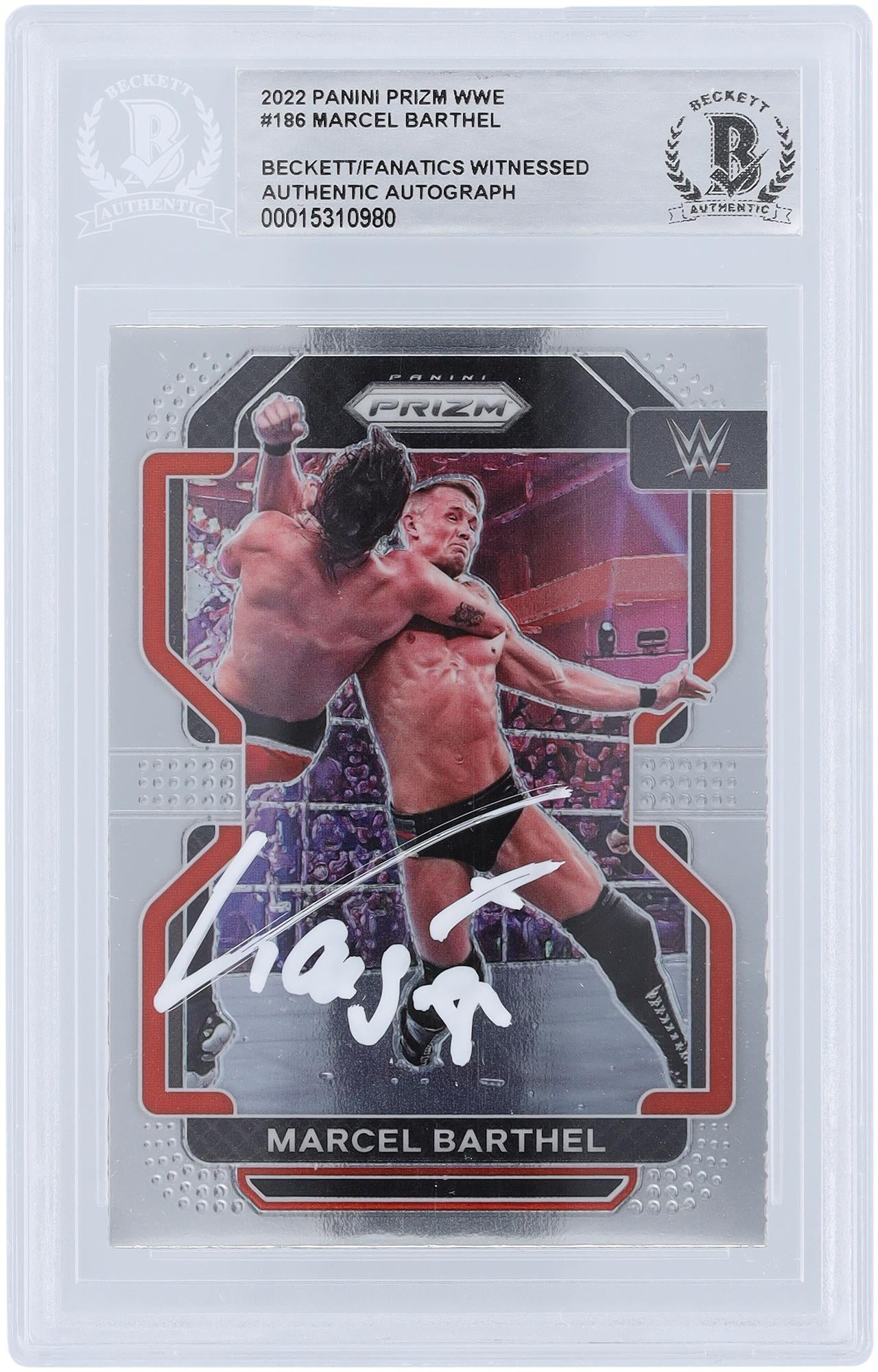 Marcel Barthel WWE Autographed 2022 Panini Prizm #186 Beckett Fanatics Witnessed Authenticated Card - Fanatics Authentic Certified