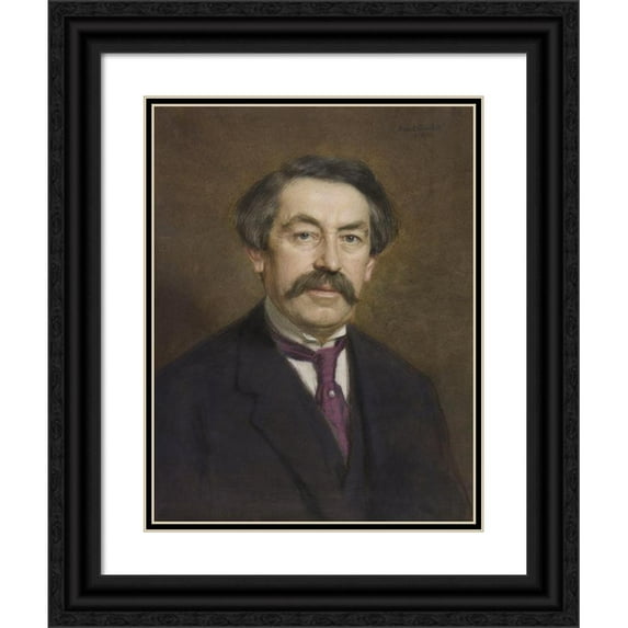 Marcel Baschet 12x14 Black Ornate Wood Framed Double Matted Museum Art Print Titled: Aristide Briand (1862 - 1932) (1916)