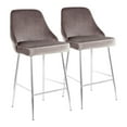 thumbnail image 1 of Marcel Contemporary Counter Stool in Chrome and Silver Velvet by LumiSource - Set of 2, 1 of 8