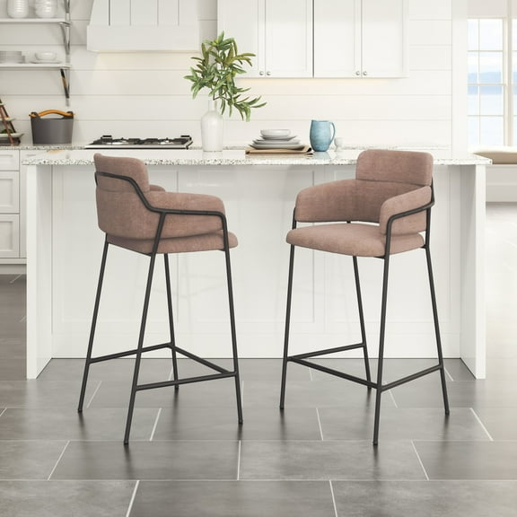Marcel Counter Stool Brown Counter Stool, Modern Style, Shearling style fabric, Plywood, Indoor Bar