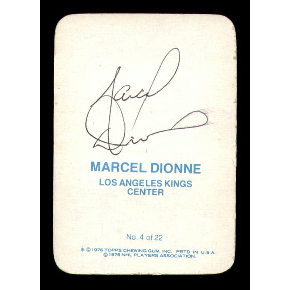Marcel Dionne Autographed 1976-77 Topps Glossy Card #4 Los Angeles Kings (Signed on Back) SKU #251658