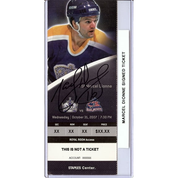 Marcel Dionne Signed Autographed Season Ticket Stub Kings 10-31-07 JSA AX25410