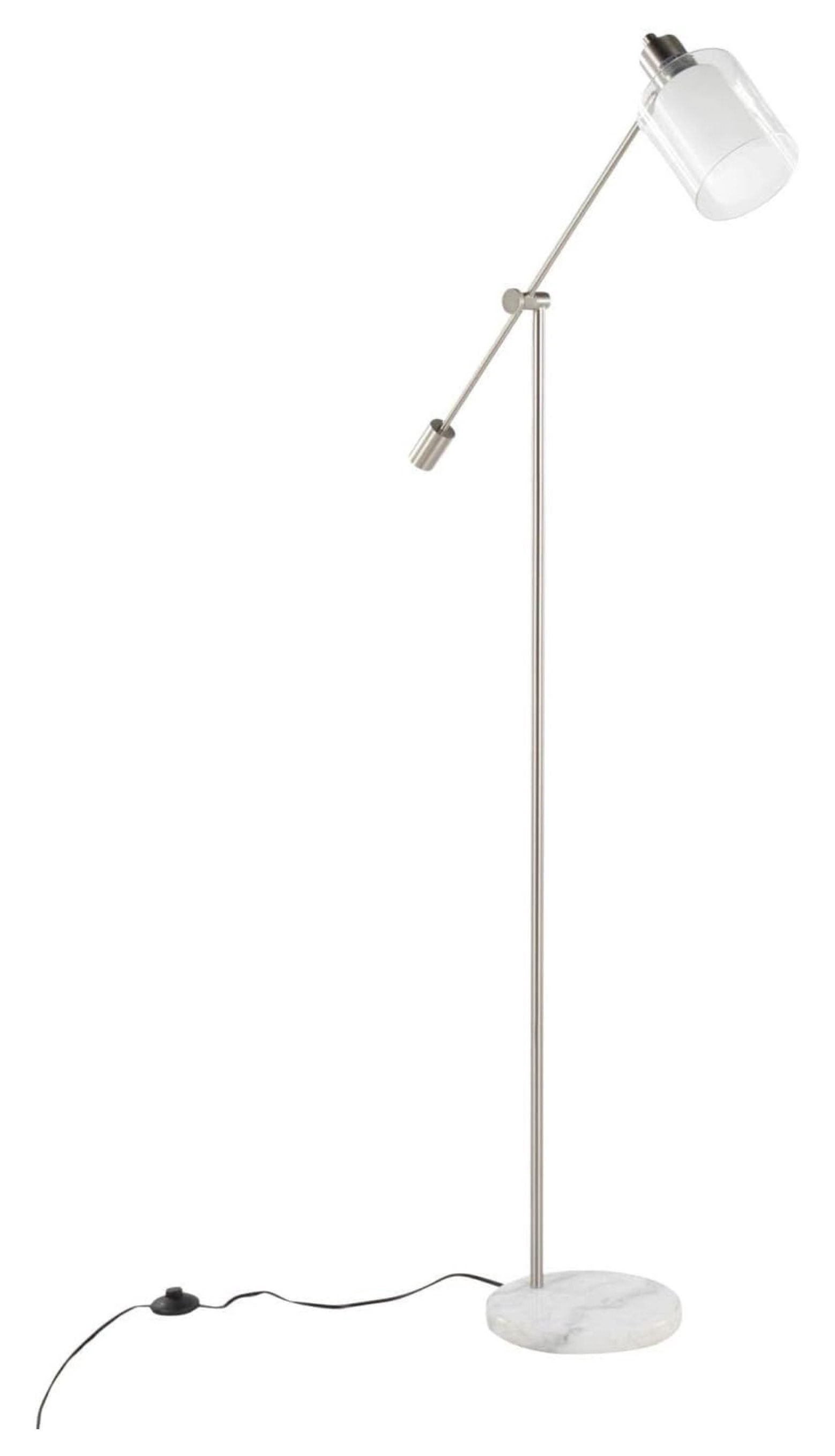 Marcel Floor Lamp, Floor Lamps for Living Room, Floor Lamp for Bedroom, Standing Lamp, Tall Lamp, Living Room Lamp, Bedroom Lamp, Corner Lamp White Marble, Nickel Metal, Frosted Glass, Clear Glass