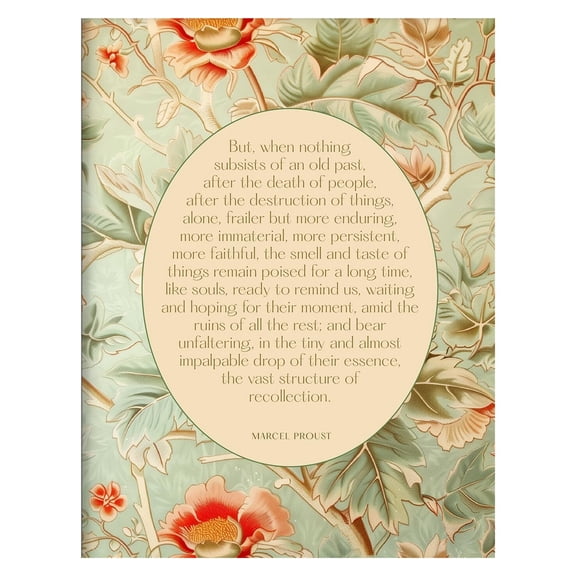 Marcel Proust Quote Art Poster "The Structure Of Recollection" Literary Print Retro Floral Typography Wall Art Inspirational Home And Office Decor For Book Lovers Writers And Scholars