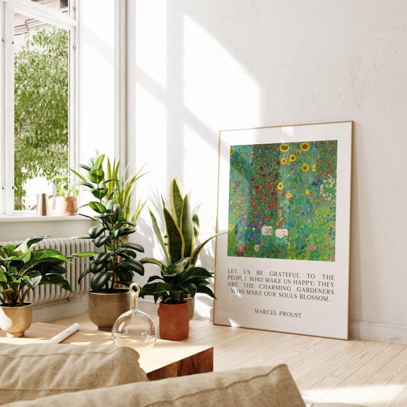Marcel Proust Quote Let Us Be Grateful To The People Who Make Us Happy ... Typography Art With Farm Garden Sunflowers (1919)