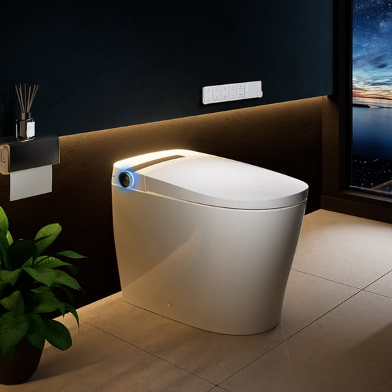 Marcel White Ceramic Smart Toilet with Tankless Flush Bidet Wash Auto Flush