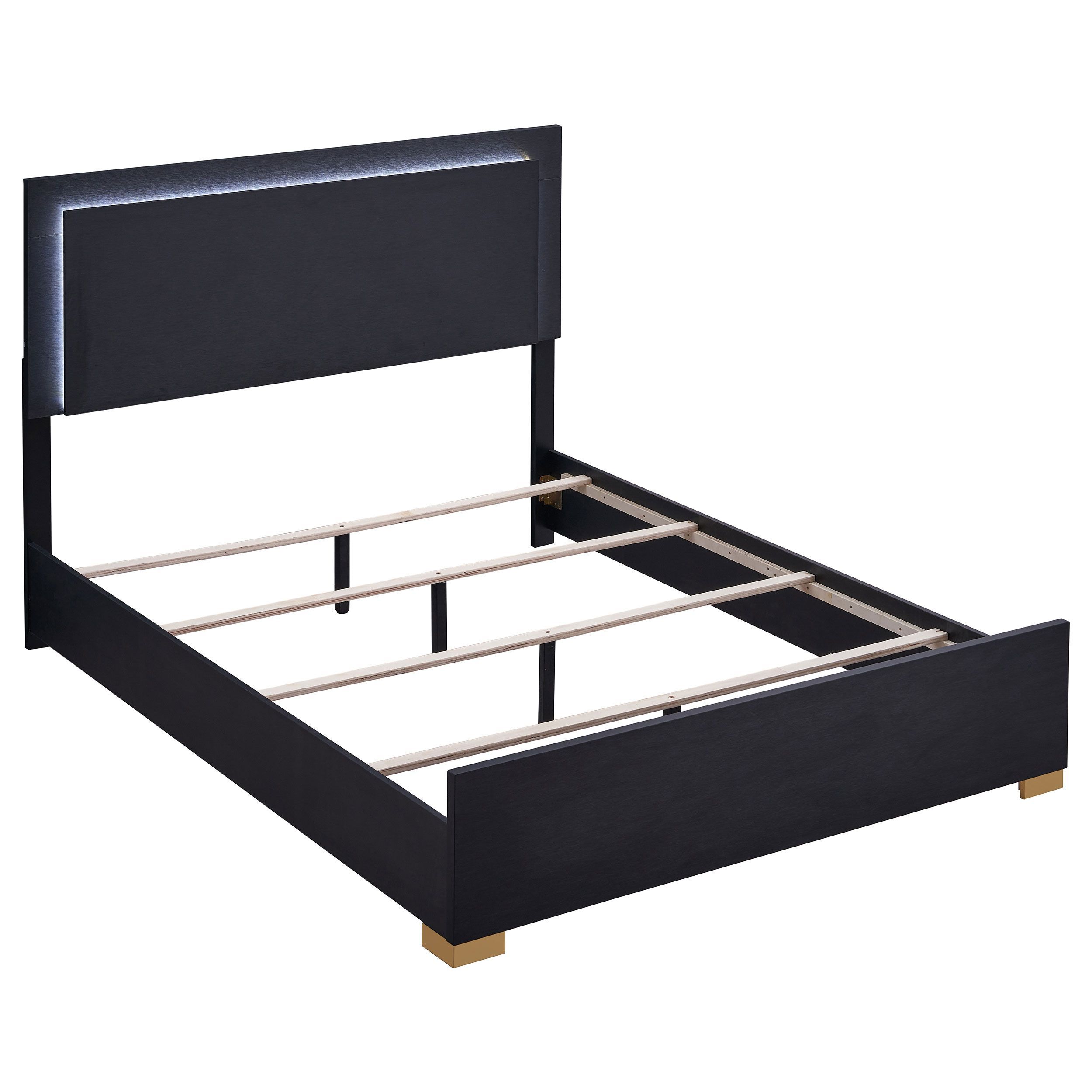 Marceline Bed with LED Headboard Black, Eastern King