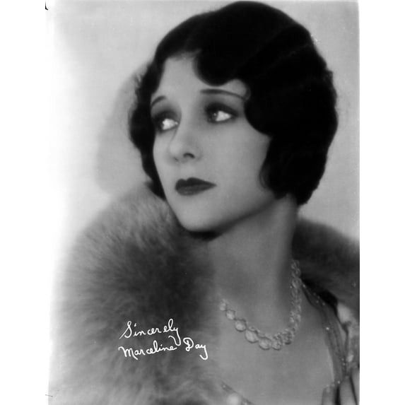Marceline Day posed wearing Fluffy Scarf in Black and White Photo Print (8 x 10)