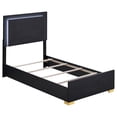 thumbnail image 1 of Marceline Wood Twin LED Panel Bed Black, 1 of 7