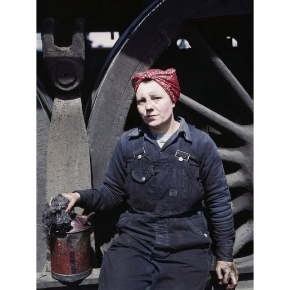 Marcella Hart Mother Of Three Children Employed As A Wiper At The Railroad Roundhouse. The Wiper'S Dirty Entry Level Job Was Surface Cleaning Of The Train Engines And Machinery. Clinton Iowa April